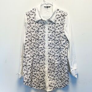 Samuel Dong white geometric print button down